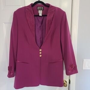 Champagne Italy‎ Embroidered Beaded Sequins Size 16 Women's Blazer/Jacket Formal